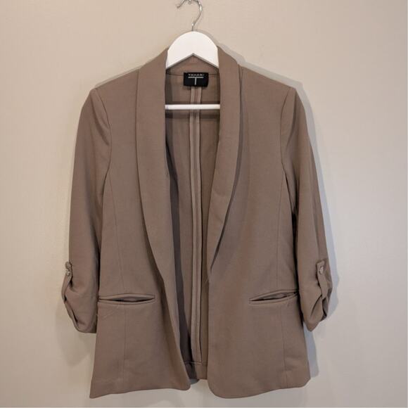 T TAHARI Blazer Open Front Pockets Roll Sleeve Brunch Business Casual - Size XS - Picture 1 of 10